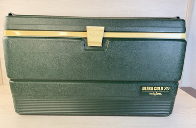 Vintage Igloo Ultra Cold 70 Cooler Ice Chest w/ Fishing Ruler Evergreen