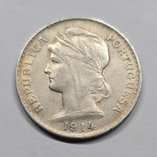 Portugal 50 Centavos 1914 M&uuml;nze &ndash; &bdquo;REPUBLICA PORTUGUESA&ldquo;, Erhaltungsgrad Gut