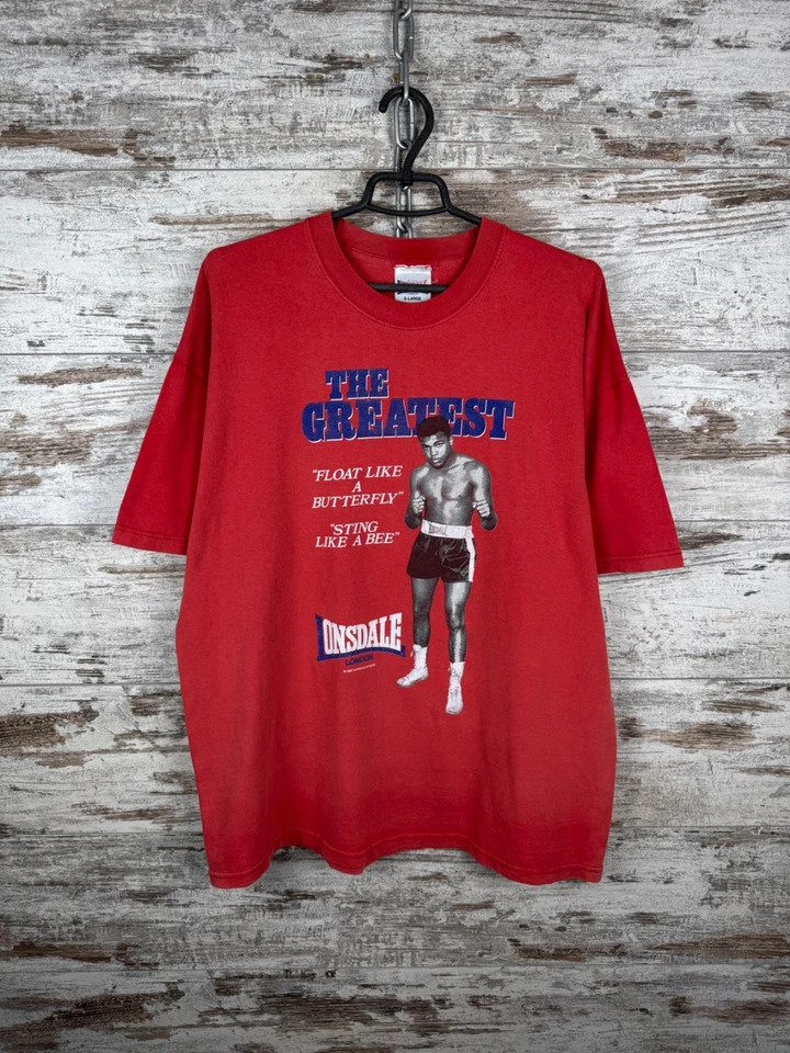 Mens Vintage Lonsdale Muhammad Ali T-shirt 1997 tee rare size XL red - Image 2 of 4