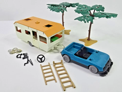Vintage 1974 Playmobil Camper / Car Trees Accessory Lot PARTS / REPAIR