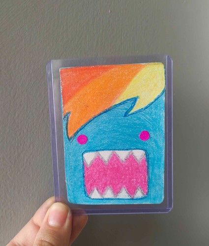 ACEO Original Art Card colorful rainbow dash domo my little pony by shayshaywoow