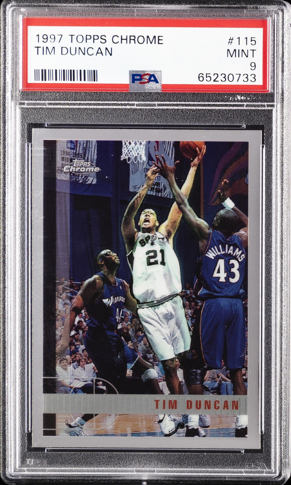 1997 TOPPS CHROME #115 TIM DUNCAN ROOKIE RC PSA 9