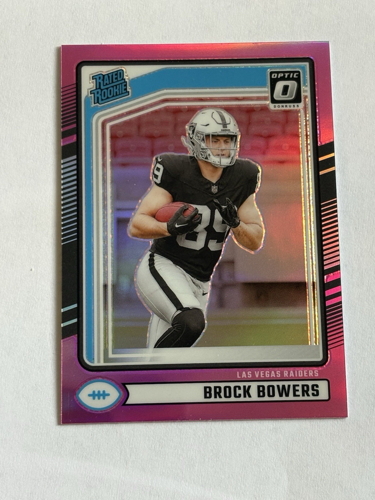 2024 Panini Donruss - Rated Rookie Brock Bowers #394 Optic Preview Pink Prizm