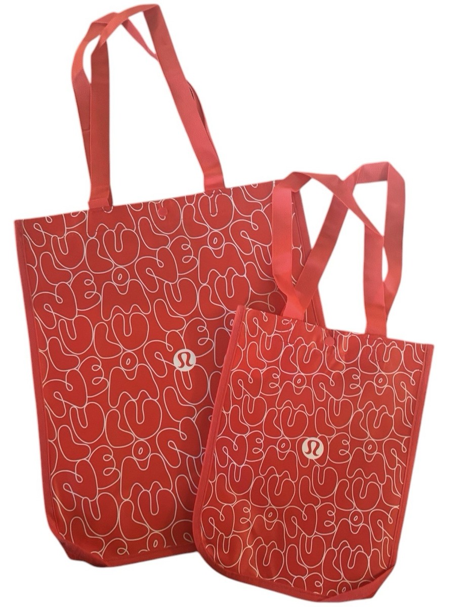New 6 LULULEMON LIMITED RARE Reusable Shopping Tote Bags Red