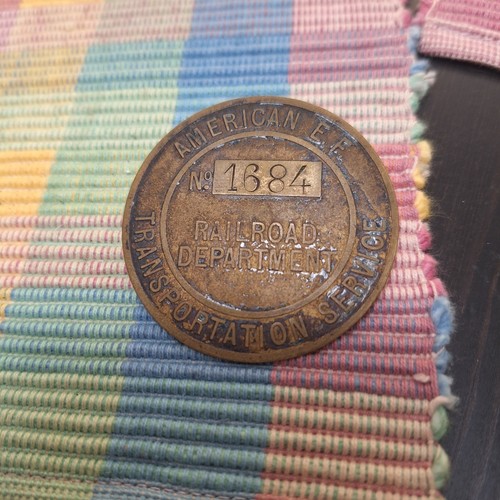 Rare WWI American E F Transportation Service Railroad Department Employee Badge