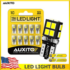 T10 LED License Plate Light Bulbs 6000K Super Bright AUXITO White 168 2825 194