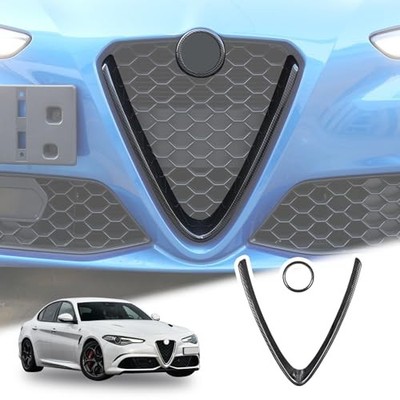  Front Grille Decoration Frame For Alfa Romeo Giulia 2017 Carbon Fiber Style
