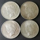 Lot of Four 1922 $1 Peace Silver Dollars