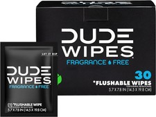 DUDE Wipes On-The-Go Flushable Wet Wipes 30 Wipes