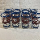 Set of 8 Vintage Pepsi Cola Glasses 1970's Tiffany Style-Stained Glass 6.5”