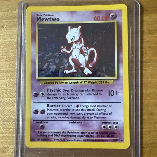 Pokémon Mewtwo 10/102 Base Set Holo Rare Basic 60 HP Card English WOTC 1999