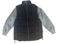 AS-IS:  Seventy-Seven 77-7 Puffer Vest Jacket SZ-Medium Black Sleeves Removable