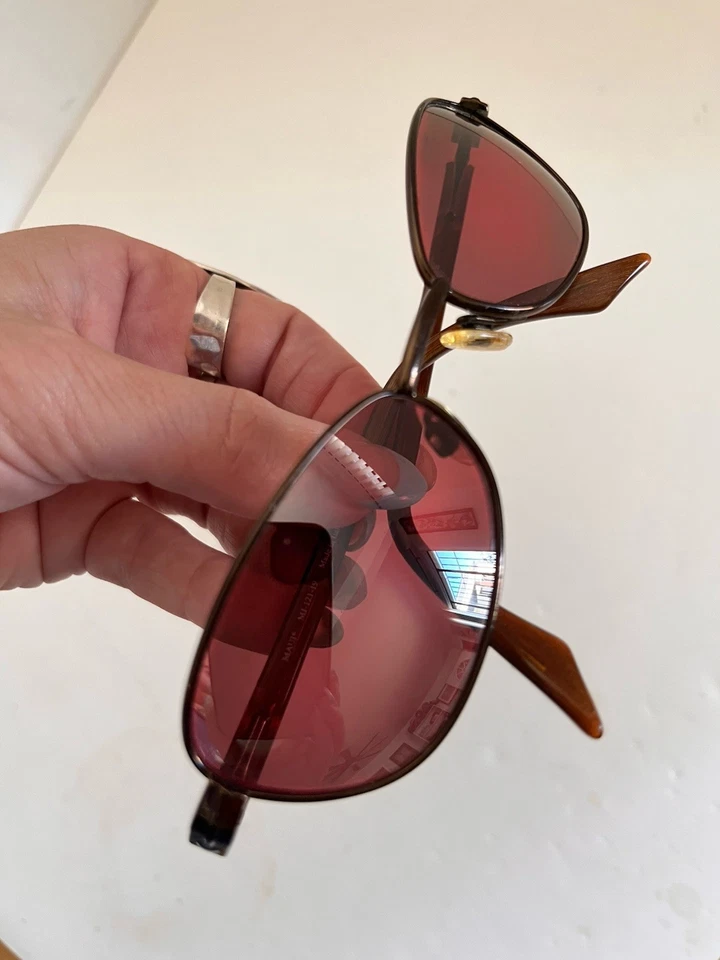 Gafas de sol de colección MAUI JIM MJ-121-06 marcos de metal de cobre ¡Lentes de vidrio rosa rosa! Foto 3 de 4