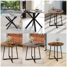 Modern 80cm Round Dining Table Indoor w/ Geometric Metal Legs Spacious Tabletop
