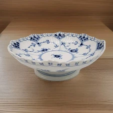 Royal Copenhagen Blue Fluted Full Lace Compote Bowl 1 / 511 Vtg 7"