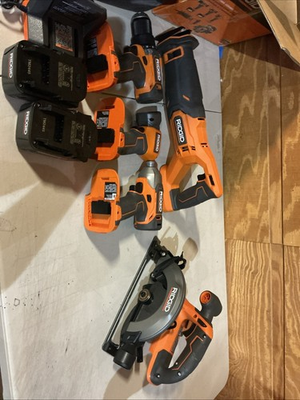 #ad #ad RIDGID 18V Cordless 5 Tool Combo Kit Set R96255 2 4.0Ah Batteries Charger $249.95