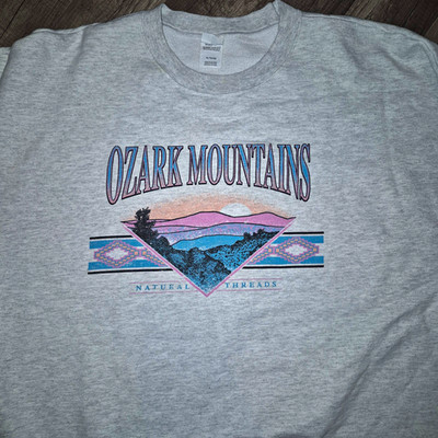 Hanes Ultimate Cotton Men's Gray XL Ozark Mountains Graphic Crewneck Sweatshirt