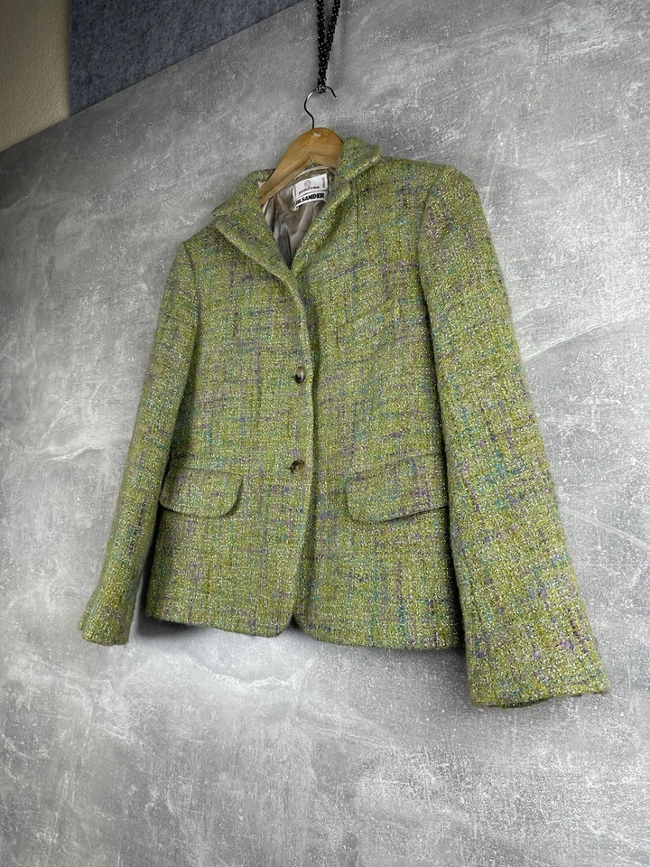Chaqueta Blazer Jil Sander by Punto Firma Vintage Años 90 Lana Tweed Recortada Hecha IT Foto 2 de 4