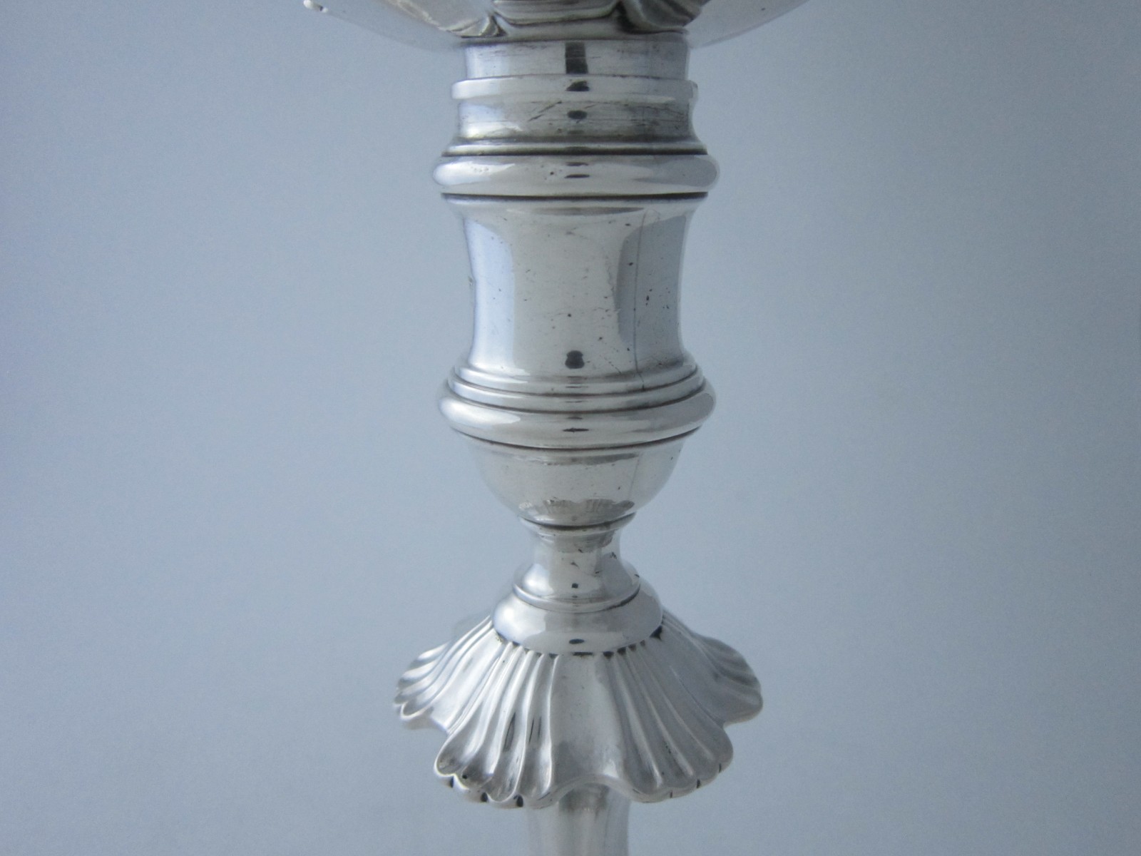 Antique George III Sterling Silver Cast Candlesticks - 1760 by Ebenezer Coker