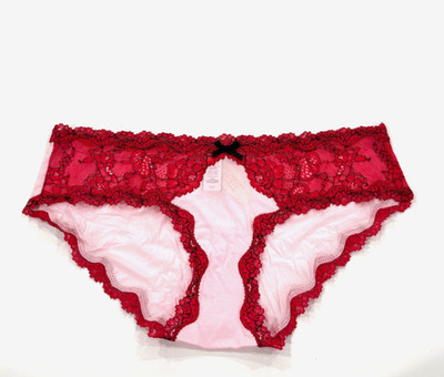 Victoria's Secret Dream Angels Lace-Trim Hipkini Panty Pink Cross Dye Lace
