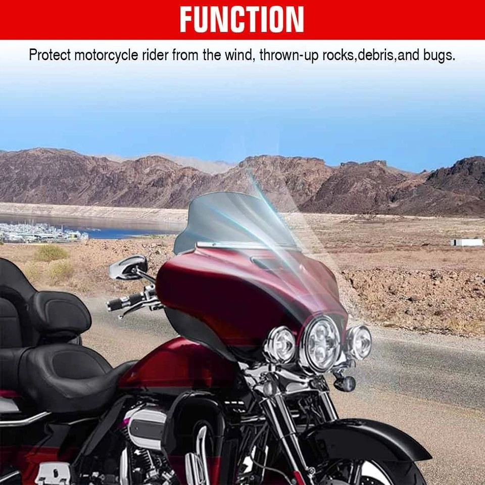 10.5" Smoke Wave Windshield Windscreen For Harley Touring Electra Glide 2014-24 - Imagem 4 de 4