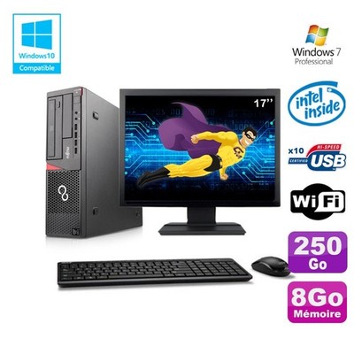 Lot PC Fujitsu E720 E85+ G3220 3GHz 8GB 250GB Brenner WIFI W7 + Bildschirm 17''