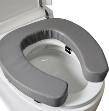 Padded Toilet Seat Cushion 2 Inch Foam Waterproof PU Fabric Grey For Home Use
