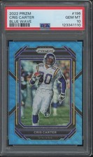 2022 Panini Prizm Blue Wave #196 Cris Carter 131/199 Gem Mint PSA 10