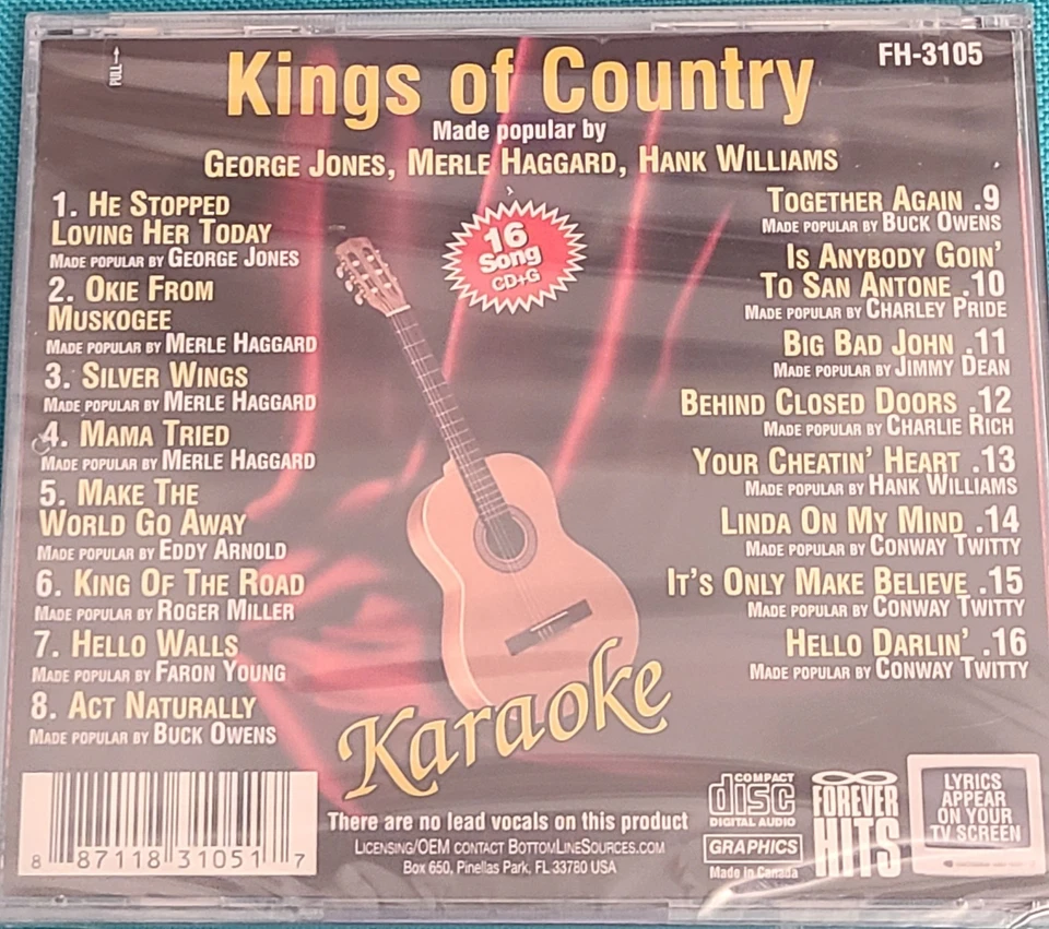 Kings of country Karaoke CDG George Jones, Merle Haggard Conway Twitty Pride  - Image 2 of 3