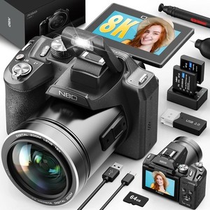 8K 64MP Digital Camera 16X Zoom Autofocus WiFi 180° Flip Screen for Photography