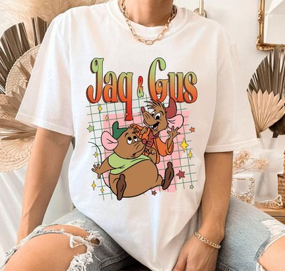 Disney Cinderella Princess Cute Jaq And Gus Gus Mouse White T-Shirt