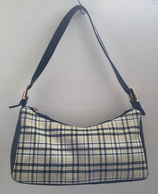 VTG Russell & Bromley Shoulder Bag Classic Style Pouch Hobo Plaid Leather Italy
