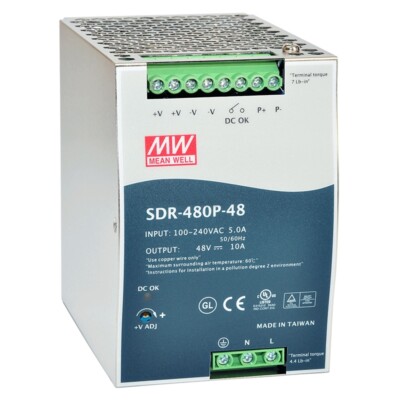 Schaltnetzteil 24V 20A 480W für DIN-Schiene SDR-480P-24 MW Mean Well