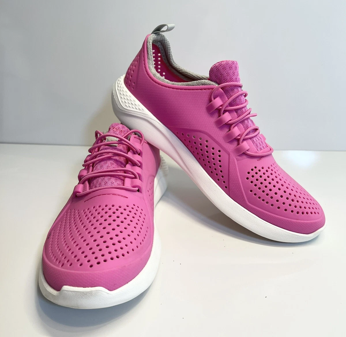 Crocs LiteRide Women s Hot Pink White Sneakers Size 6. Athletic Shoes. Cute