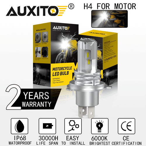 AUXITO H4 9003 HB2 LED Bulb Hi/Lo Beam White Motorcycle Headlight High Power M4 - Picture 1 of 8