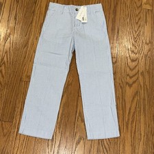 Janie and Jack Boys Baby Blue White Stripe Seersucker Pant 6 Summer 100 Cotton