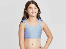 Girls' Striped Swimsuit Top - Cat  Jack - Blue - M 7/8 - S112