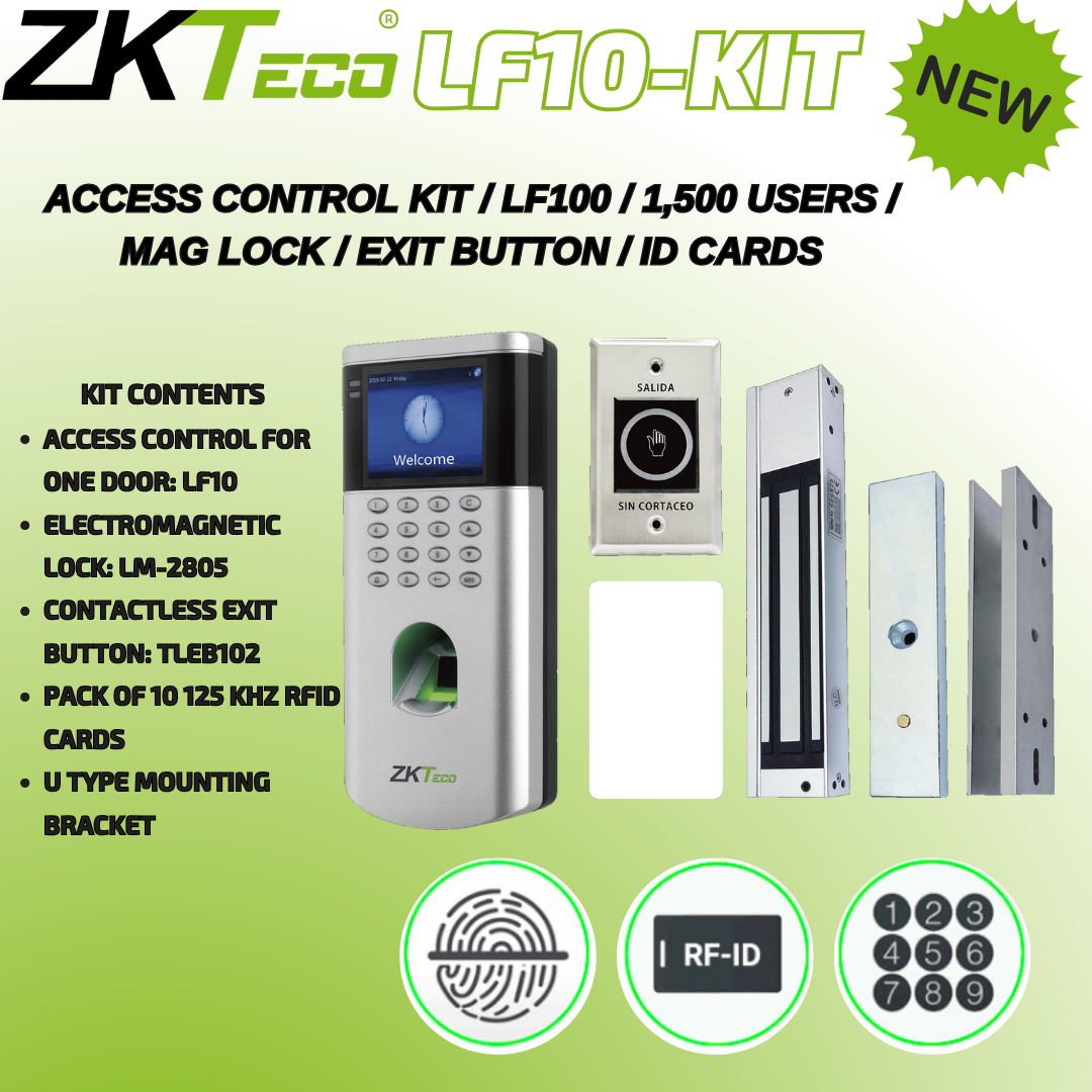 ZKTECO LF10-KIT Access Control KIT 1,500 Users Mag Lock ID ZKTECO LF10-KIT Access Control KIT 1,500 Users Mag Lock ID