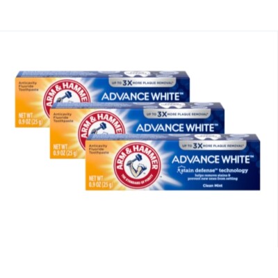 Arm & Hammer Advance White Toothpaste, Travel Size (0.9oz) - Pack of 3
