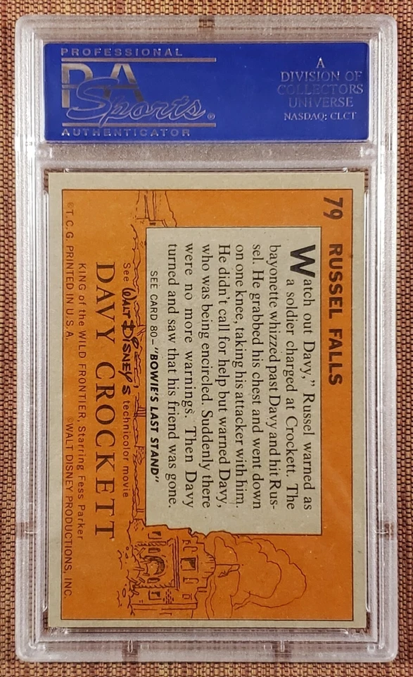 1956 Orange Davy Crockett #79 Russell Falls Original Collector Card PSA 7 NM - Image 2 of 2