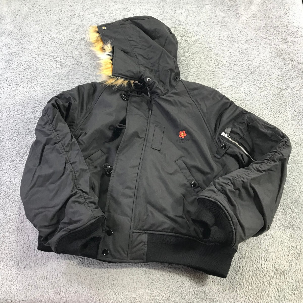 KENZO Jacket Mens Small Hoodie Boke Flower Coat Short Parka