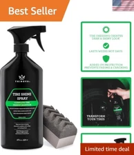 No Wipe Tire Shine Spray - Automotive Clear Coat with Rubber Protection - 18 OZ