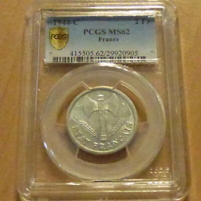 France 2 francs 1944-C Francisque MS62 Aluminium (4 g) SUP+ (within a SLAB) - Photo 1/4