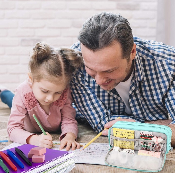Astuccio Scuola Grande Capacit&agrave; - Design Erba Verde Per Bambini E Ragazzi