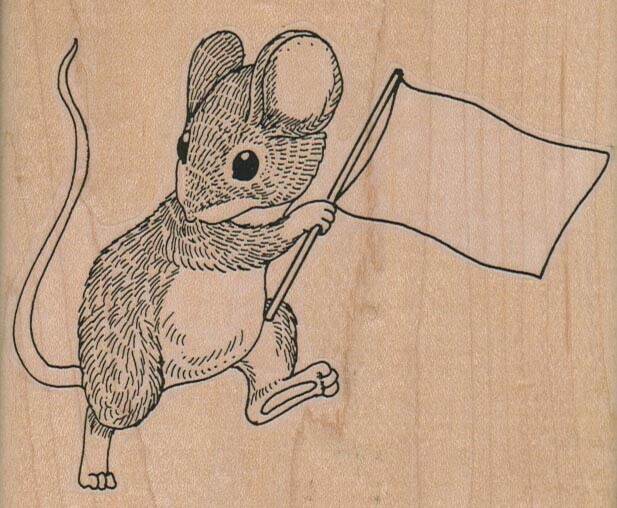 Mouse With Flag 4 1/4 x 3 1/2