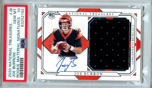 2020 NATIONAL TREASURES #JB JOE BURROW RPA ROOKIE MATERIAL SIGNATURES /99 PSA 10