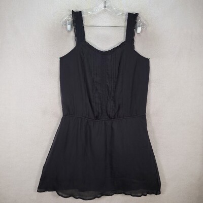 Old Navy Womens Dress Size L Black Chiffon V Neck Ruffle Strap Boho A Line  | eBay