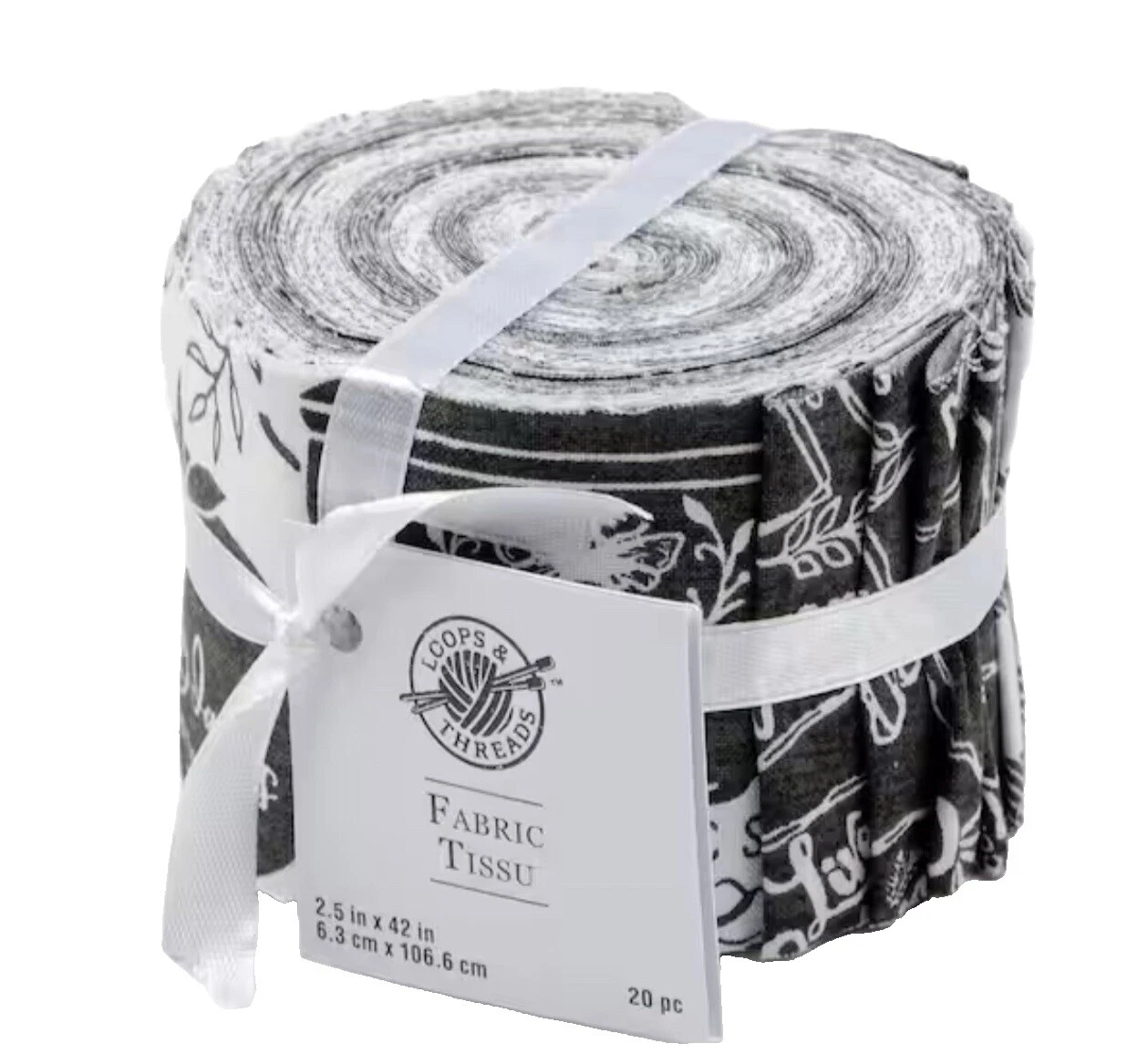 White Jelly Rolls, Strips Fabric