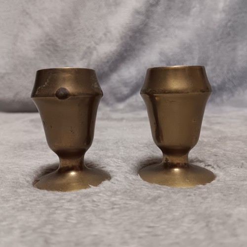 Hallmark Cards Pair of Brass Candlestick Holders Solid Brass 2.2" Tall Korea - Picture 2 of 9