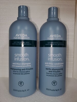 Aveda Smooth Infusion Anti-frizz Duo Shampoo and Conditioner 33.8 oz LITER Duo